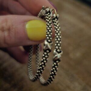 Lagos Large X Caviar Hoop Earrings - Sterling Silver and 14K